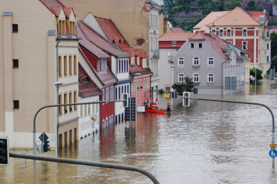 Eine überflutete Straße